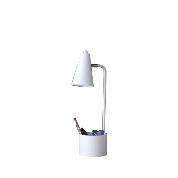 Homeroots 20 in. Compact Student Metal Desk Lamp, White 468824